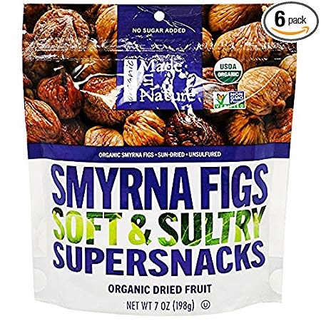 Made In Nature Organic Calimyrna Figs, Sun-Dried and Unsulfured, 7-Ounce Bags (Pack of 6)