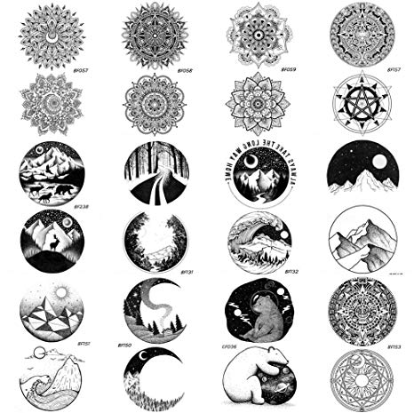 12 Pieces/Lot Waterproof Mandala Henna Flower Tattoo Stickers Magic Geometry Round Pattern Women Sexy Valley Temporary Custom Tattoos Paste Paper Peak Tato Totem Men Moon 10x6cm