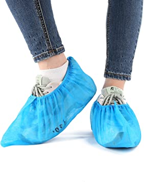 MU100pcs (50 pairs) Disposable Shoes Covers Non-Slip Dustproof Non-woven Shoe Protector for indoor and outdoor Blue