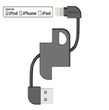 Apple MFi Certified Skiva Cord2Go Lightning KeyChain with Carabiner for iPhone 6 6Plus iPad Air mini iPod touch 5 nano 7 and more 8-pin Lightning to USB Charger Cable Adapter Model CB113