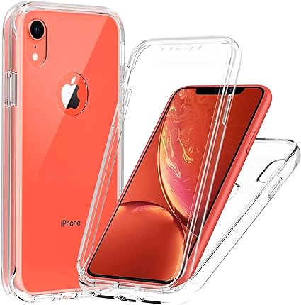 OWKEY for iPhone XR Case, [Military Grade Drop] 360° Full Body Silikon Rugged Bumper Case with Built-in Soft PET Screen Protector, Shoockproof Cover Phone Case for iPhone XR 6.1 inch, Crystal Clear