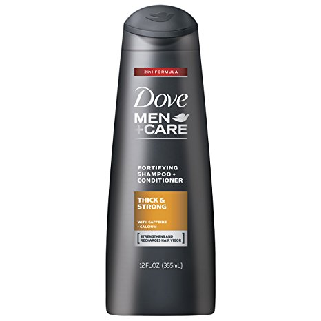 Dove Men Care 2 in 1 Shampoo and Conditioner, Thick and Strong 12 oz, 4 Count