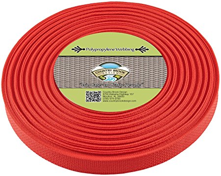 Country Brook Design 1 Inch Red Polypro Webbing, 25 Yards