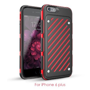 iPhone 6 Plus Case, iPhone 6S Plus Case, BENTOBEN Antiskid Shock Absorption Bumper Cover For iPhone 6 plus 6S plus 5.5 inch Heavy Duty Protective Case For iPhone 6 plus 6S plus Case, Black Red