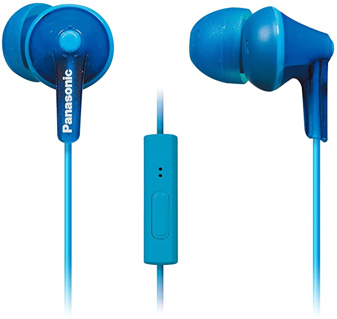 Panasonic ErgoFit Earbud Headphones with Microphone and Call Controller Compatible with IPhone, Android and Blackberry - RP-TCM125-A - In-Ear (Blue)