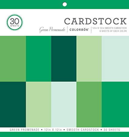 ColorBok 73477A Smooth Cardstock Paper Pad Green Promenade, 12" x 12"