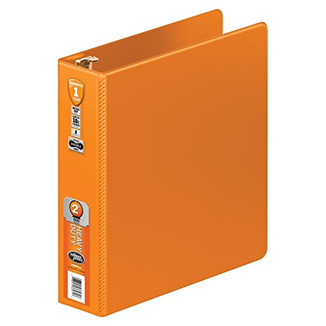 Wilson Jones Heavy Duty Round Ring Binder with Extra Durable Hinge, 2-Inch, Orange (W364-44-716)