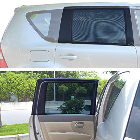 TFY Universal Car Rear Side-Door Square-Window Sunshades - for Vehicles with Side Windows 31.5'' - 47'' W x 23'' H (Large Rectengular Window)