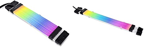 Lian Li Strimer Plus V2 24 Pin (PW24-PV2) -Addressable RGB Power Extension Cable (Strimer L-Connect 3.0 Controller Included), PW24-PV2 Black & Strimer Plus V2 8 Pin - Addressable RGB VGA Power Cable