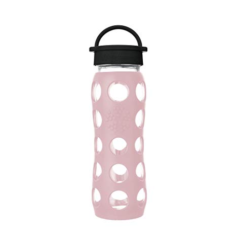 Lifefactory 22-Ounce BPA-Free Glass Water Bottle with Classic Cap and Silicone Sleeve, Desert Rose