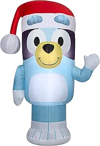 Bluey Christmas Airblown Inflatable in Santa Hat Bluey, 3.5 ft Tall, Blue