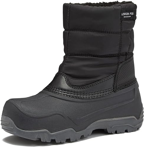 LONDON FOG Jett Waterproof Boys, Girls & Toddler Snow Boots for Kids - Insulated Warm Fleece Lined Girls & Boys Winter Boots Size 5 Toddler to 6 Big Kid, Snow Boots Girls and Boys