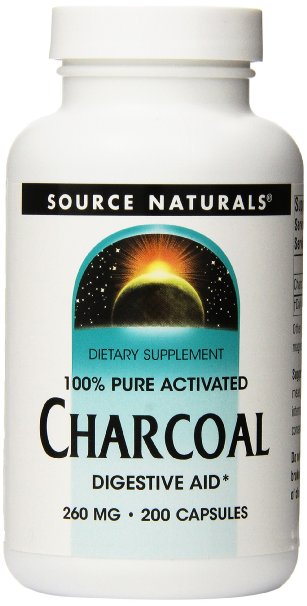 Source Naturals 100% Pure Activated Charcoal 260mg, 200 Capsules