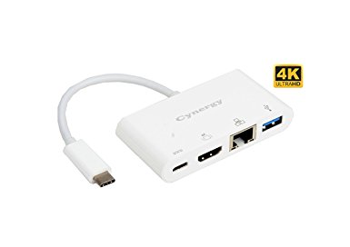 Cynergy mini USB C Docking Station USB 3.1 4K HDMI and Ethernet Multiport Adapter with USB C Power Delivery for Charging and USB 3.0 Hub for Macbook 12" with Retina Display and Google Chromebook Pixel