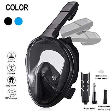 Ufanore Snorkel Mask [New Version 2.0] Full Face Snorkel Mask for Adult, Foldable 180° Panoramic View, Free Breathing, Anti-Fog and Anti-Leak Snorkeling Mask with Gopro Mount, Easy to Adjust
