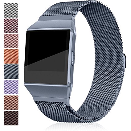 For Fitbit Ionic Bands, Maledan Stainless Steel Milanese Loop Metal Replacement Accessories Bracelet Strap with Magnet Closure for Fitbit Ionic, Large Small, Silver, Black, Gold, Rose Pink,Coffee