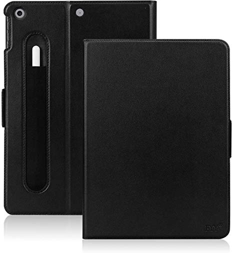 FYY New iPad 10.2" 2019 Case with Pencil Holder Luxury Cowhide Genuine Leather Handcrafted Case Cover with [Auto Sleep-Wake Function] for New iPad 10.2 inch 2019 Black