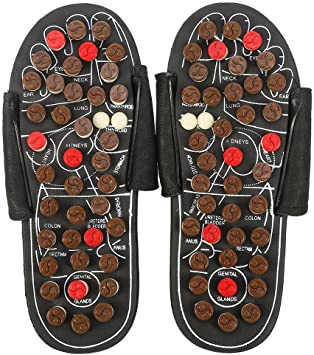 ANNGERK Premium Reflexology Foot Acupressure Massage Slippers for Men Women(42-43-Black)