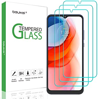 (3 Pack) Beukei Compatible for Motorola Moto G Play (2021) Screen Protector Tempered Glass, Touch Sensitive,Case Friendly, 9H Hardness