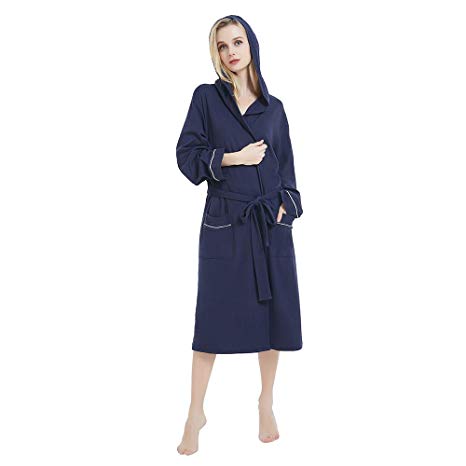 M&M Mymoon Womens Cotton Robe Soft Kimono Spa Knit Bathrobe Lightweight Long