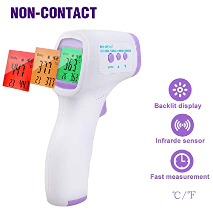 SINJIAlight Infrared Forehead Ear Thermometer Non-Contact Accurate Digital Thermometer with Fever Alarm and Memory Function Handheld Thermometer for Adult Kid Baby