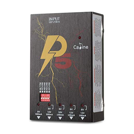 Caline Guitar Pedal Power Supply 5 Isolated Power DC Output for 9V 12V 18V Effects Pedal Black P5