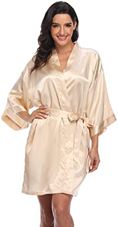 Women's Pure Short Silky Robes Bridesmaid Bride Party Satin Robes Sleepwear