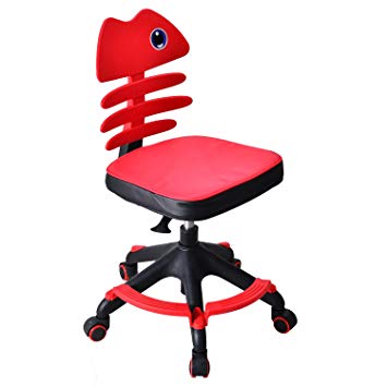 Irene House Teens Children Kids Desk Table Chair with Footrest and Soft Seat Mat (Red)