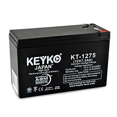 Verizon FiOS PX12072-HG 12V 7.5Ah / REAL 7.5 Amp SLA Sealed Lead Acid Genuine KEYKO AGM Rechargeable Battery ( F2 W/F1 Adapter )