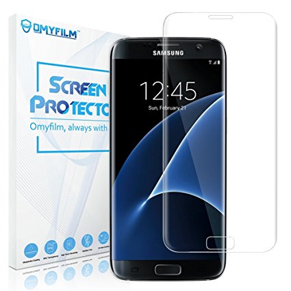 Galaxy S7 Edge Screen Protector, OMYFILM S7 Edge Tempered Glass [Edge to Edge] [Bubble Free] 9H Hardness Screen Protector for Galaxy S7 Edge (Clear)