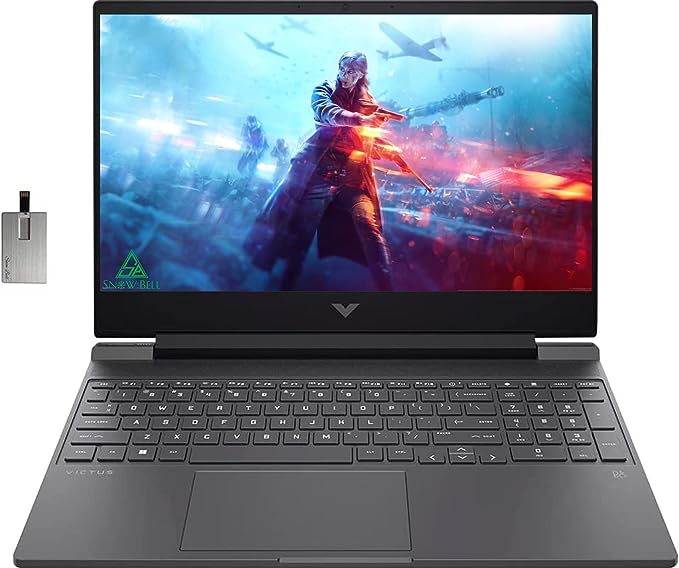 HP 2022 Victus 15.6" 144Hz Gaming Laptop, Intel 12th Core i7-12650H, 64GB DDR4 RAM, 2TB PCIe SSD, NVIDIA GeForce RTX 3050Ti Graphics, Backlit Keyboard, Windows 11, Mica Silver,32GB Snowbell USB Card