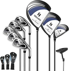 Goplus Complete Golf Club Set for Men, 9 Pieces Golf Clubs with #1 Driver, 3 Fairway, 4 Hybrid, 6 & #7 & #8 & #9 & #P Irons, Putter, Head Covers, Suitable for Men Right Handed