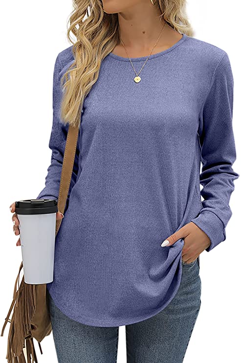 Aokosor Womens Long Sleeve Tops Casual Crewneck Tunic Sweatshirts for Legings