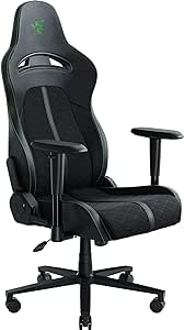 Razer Enki X Essential Gaming Chair: All-Day Gaming Comfort - Built-in Lumbar Arch - Optimized Cushion Density - Dual-Textured, Eco-Friendly Synthetic Leather - Adjustable 152-degree Recline - Black