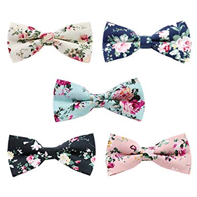 Mantieqingway Men's Cotton Bowties Printed Floral Neck Bow Tie