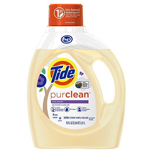 Tide PurClean Liquid Laundry Detergent for Regular and HE Washers, Honey Lavender Scent, 75 oz