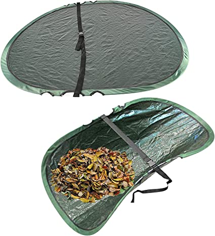 HOME-X Leaf Collector Funnel for Yard-Waste Bags, Lawn and Garden Tool, Grass Clippings and Leaf Scoop, Outdoor Leaf Collection Tool, Medium, Green, 41" L x 32 ¾” W
