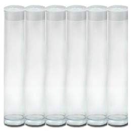 Wish Party Goods 6 Count Clear Gumball Tubes -8inx1in - Clear Plastic with Frosted Cap