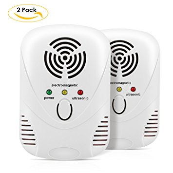 MVPOWER Ultrasonic Pest Repeller, Indoor Home Electronic Plug In Repellent for Insects, Roaches , Flies, Ants, Spiders, Mice, Bugs and more (2 Pack）