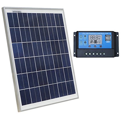 ECO-WORTHY 12 Volt 20W Solar Charging Kit: 1pc 20 Watt Polycrystalline Photovoltaic Solar Panel   20 Amp 12V/24V PWM Solar Charge Controller