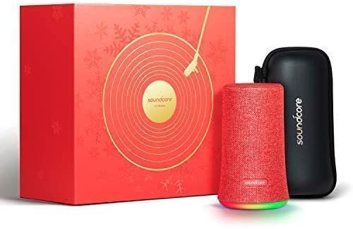 Bluetooth Speaker, Soundcore Flare Portable Wireless Speaker by Anker, 360° Sound and LED Ambient Light, IPX7 Waterproof & Long Playtime for Parties, Christmas Limited Edition with Travel Case