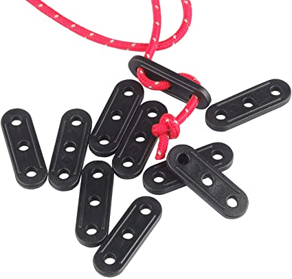 50 Pcs Plastic Cord Tensioners Rope Adjuster Tent Guyline Wind Rope Buckle Fastener for Camping Hiking Picnic Outdoor Activities, Black