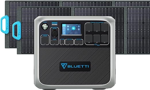 BLUETTI Solar Generator AC200P with 2 PV200 Solar Panels Included, 2000Wh Portable Power Station w/ 6 2000W AC Outlets, LiFePO4 Battery Pack Solar Powered Generator for Home Use, Trip, Power Outage