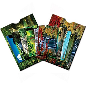 RFID Combo Pack Secure Sleeves Waterfall Collection - Designer Sleeves - RFID Blocking Protective Sleeves - 8 Credit Card Sleeves and 2 Passport Sleeves - Made in the USA