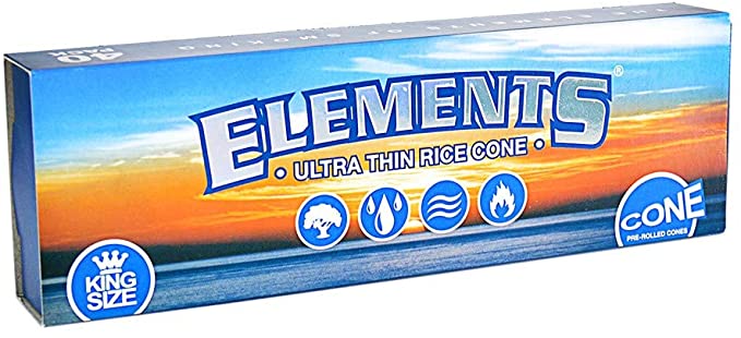 Elements Ultra Thin Rice Rolling Papers - King Size Cones 40 Per Pack (1 Pack)