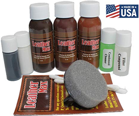 Leather Max Complete Leather Refinish, Restore, Recolor & Repair Kit/Now with 3 Color Shades to Blend with/Leather & Vinyl Refinish (Earth Brown)