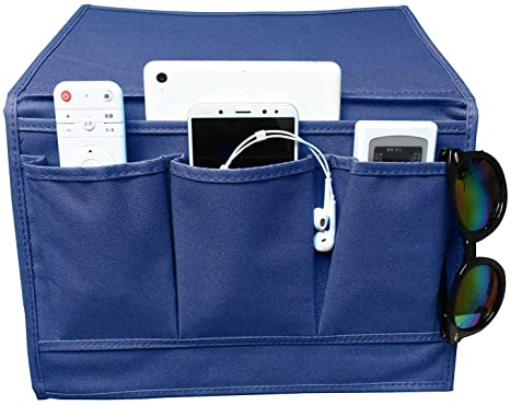 RosyLife Bedside Storage Organizer/Beside Caddy/Table Cabinet Storage Organizer Tablet Magazine Phone Remotes - All Within Arms Reach (Navy)