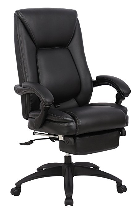 Executive High-Back Napping Chair (05190A) w/180 Degree Backrest Adjustment, Adjustable Pivoting Lumbar &Padded Footrest. Ergonomic Gaming Chair, Computer Swivel Office Chair w/Armrests, ProHT- Black