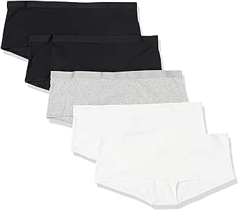 Amazon Essentials Women's Cotton Boyshort Underwear (Available in Plus Size), Pack of 5