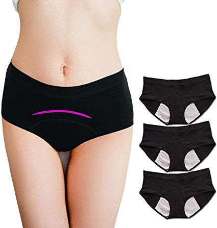 Women/Teens Period Panties Cotton Menstrual Underwear Leak Proof Briefs for Heavy Flow